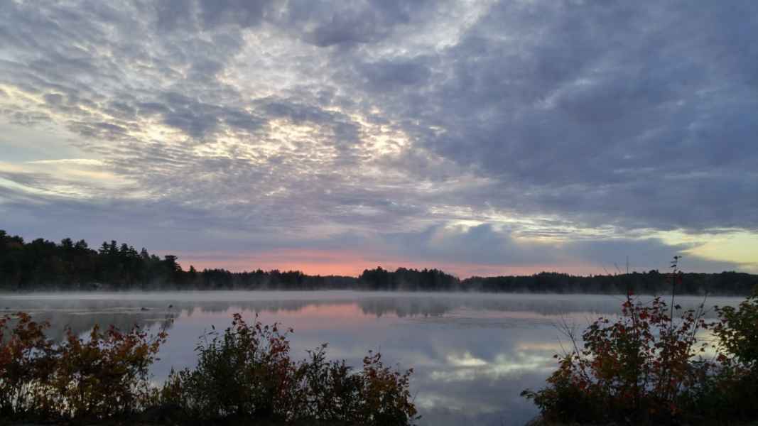 Beautiful Cloudy Sky at Lake in Barrington, New Hampshire