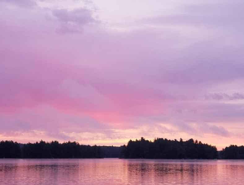 Beautiful Purple Sky Above Lake in Barrington, New Hampshire